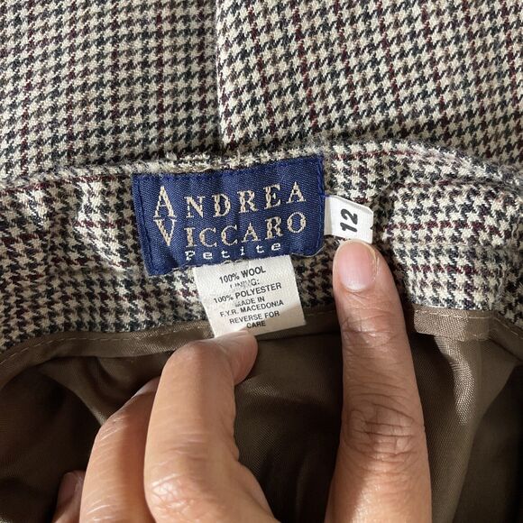 Andrea Viccaro Women's 12P Lined 100% Wool Trouser Multicolor Flat Front - Picture 7 of 7